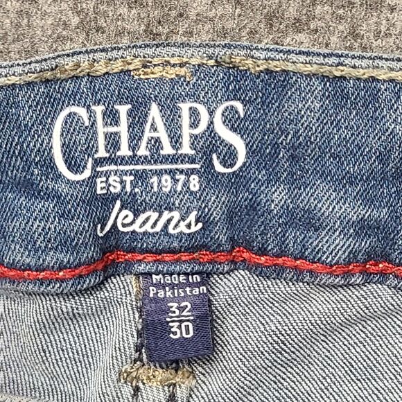 Chaps Jeans Mens 32x30 Blue Slim Straight Fit Denim Stretch Classic New Tags - Picture 5 of 10